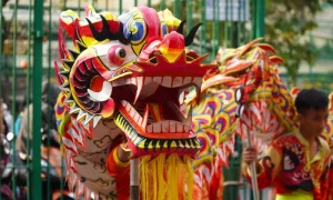 Danza del león en la calle